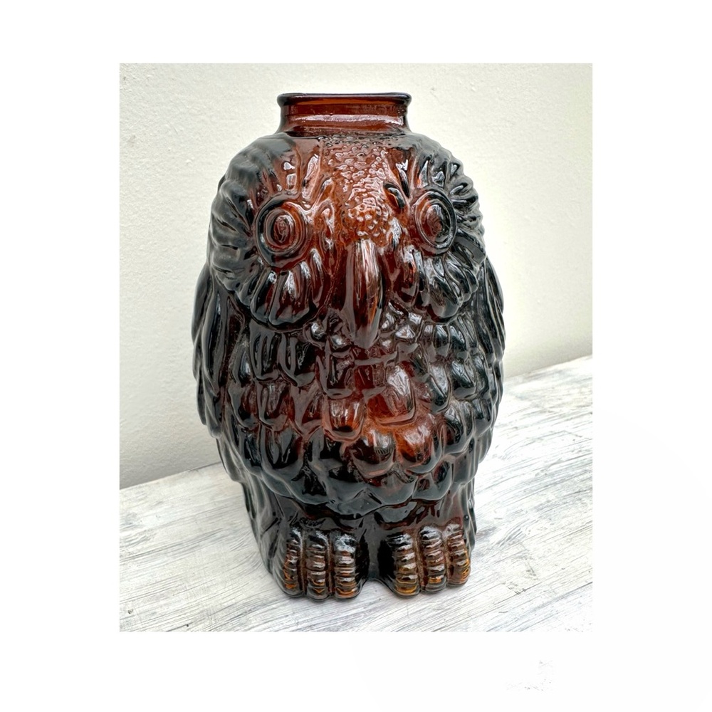 Wise Old Owl Glass Coin Bank